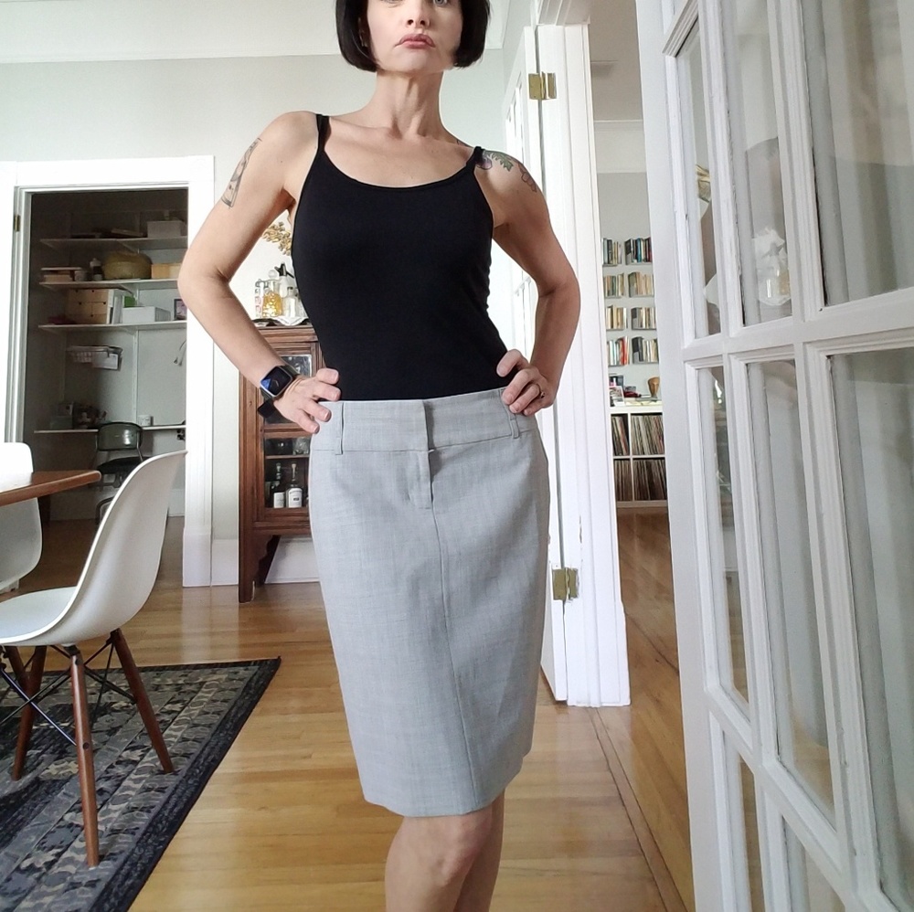 Gray Knee Length Business Lady Skirt